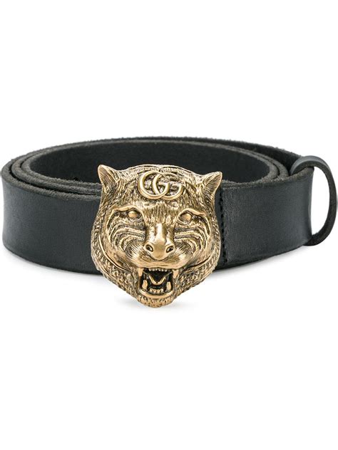 Gucci Tiger Head Buckle Belt in Black for Men 